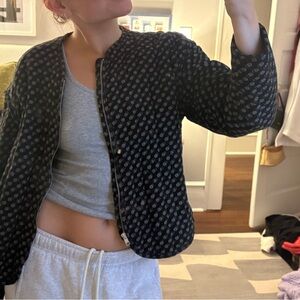 Old Navy Black and Gray Patterned Bomber Jacket